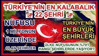 TÜRKİYE’NİN EN KALABALIK 22 ŞEHRİ, Nüfusu 1 milyondan fazla olan şehirler, En büyük şehirler