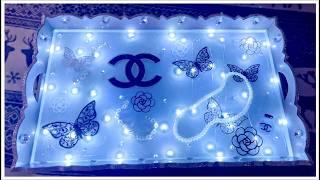 DIY GLAM CHANEL Inspired LIGHT UP Serving TRAY! | NEW YEAR DECOR idea!