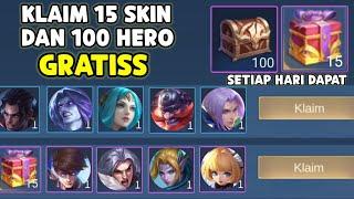 UDAH RILIS KE SEMUA AKUN ! EVENT 15 SKIN GRATIS & 100 HERO GRATIS MOBILE LEGENDS