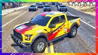 GTA 5 FORD RAPTOR POLICE CHASE | GTA V FIVE STAR COP BATTLE + Police Shootout