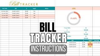 Bill Tracker Spreadsheet Instructions