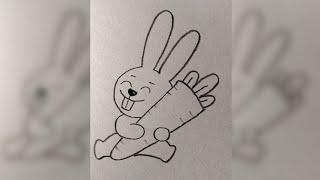 Easy! How to Draw a RABBIT with Carrot | Bunny Drawing EASY