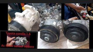 Toyota corolla 1.6 AC COMPRESSOR falow sensor bypass problem solution