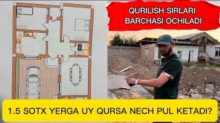 QURILISHDAGI BARCHA SIRLAR OCHILADI 1.5SOTX YERGA UY QURSA NECH OYLGA TUSHADI? KUZATIB BORING SIZ UN