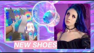 Lookbook with high platform goth shoes and holographic