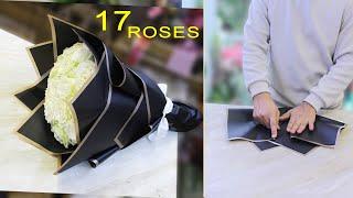 17 Roses arrange flowers Bouquet. || flower wrapping techniques || Flower Bouquet arrangement