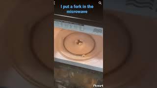 I put a Fork in the microwave #fork #microwave #shorts