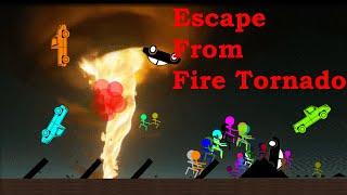 Escape From Fire Tornado -  Stickman Survival Color Race - Algodoo Stickman Survival Challenge
