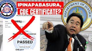 LTO CDE CERTIFICATE, IPINAPABASURA bilang REQUIREMENT sa RENEWAL ng LISENSYA? | REP. RUFUS RODRIGUEZ