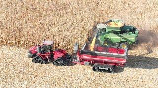 HARVESTING CORN AND SOYBEANS IN NORTHEAST IOWA! JOHN DEERE, CASE, AND IOWA NORTHERN DRONE VIEWS!