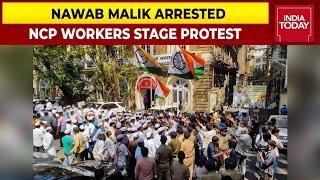 Nawab Malik Arrested: NCP Workers Stage Protest Near ED Office Against Arrest | Mumbai News Live