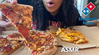 ASMR DOMINOS PIZZA PEPPERONNI AND CHESSY FRIE  (CRISPY EATING SOUND)