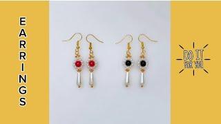 Earrings making. Beaded earrings. Easy beading