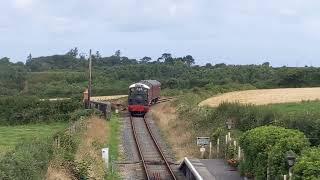 Steam train arriving at Truthall Halt, near Helston, Cornwall