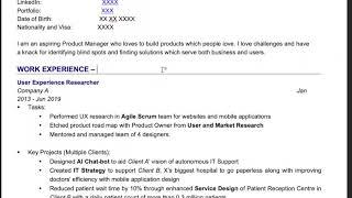 Product Manager CV Resume Review