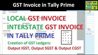 Tax Invoice in Tally Prime | Local & Interstate Sales Entry in Tally Prime | GST Ledgers in Tally