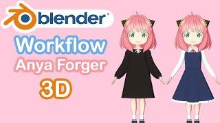 How I Modeling  Anya Forger  From Spy x family In Blender | Gjnko - workflow