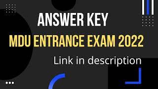 Answer Key || MDU Entrance Exam 2022 || Check Description Box