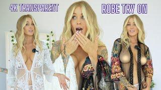 4K TRANSPARENT ROBES Try On | Sheer See Thru Robes | With MIRROR View