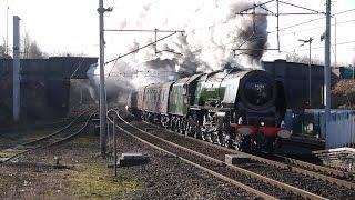 46233 Duchess of Sutherland cracking show at Oxenholme Winter Cumbrian Mountain Express  7 Feb 2015