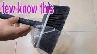 Put 1 plastic bag on your broom and you will never sweep like before   3 powerful tips