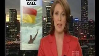 Flashing behind TV newsreader