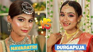 NAVRATRI Vs DURGAPUJA Makeup Look | Navratri & Durga Puja Special Makeup Tutorial