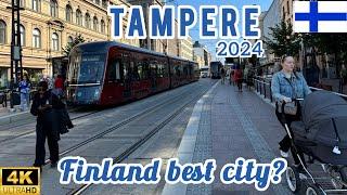 TAMPERE, FINLAND BEST CITY? TAMPERE WALKING TOUR 4K/60fps HDR. ITSENÄISYYDENKATU - KESKUSTORI