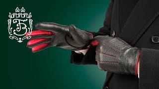 Black and Red Handmade Peccary Leather Men's Gloves - Waterproof in 7 sizes by Fort Belvedere