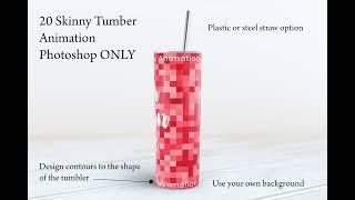 20oz skinny tumbler animation, tumbler video mockup, spinning tumbler mock up