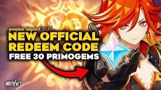 NEW REDEEM CODE FOR PATCH 5.3 | FREE 30 PRIMOGEMS | Genshin Impact 5.3