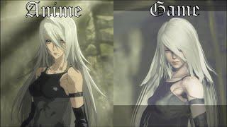 Nier Automata Comparison - Anime vs. Game (A2 obliterates a child)