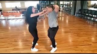 Jarod Coleman and Linda González salsa practice/ Kansas City