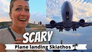 Plane landing SKIATHOS airport - Scary plane landing