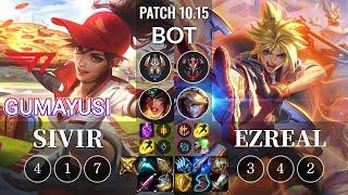 T1 Gumayusi Sivir vs Ezreal Bot - KR Patch 10.15