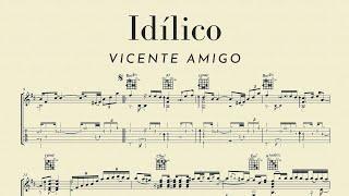 "Idílico" Vicente Amigo, score at lower speed for practicing