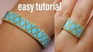 آموزش  دستبند منجوقی ظریف  و زیبا برای ست  Beaded bracelet Chic & Elegant/ DIY /NO 186