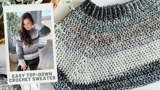 Easy Top-Down Seamless Crochet Sweater for Beginners - Free Crochet Pattern