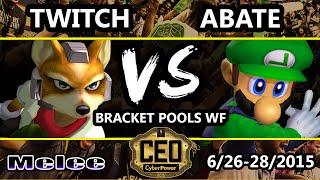 CEO 2015 - Twitch (Fox) Vs. Abate (Luigi) SSBM Bracket Pools WF - Smash Melee