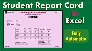 Fully Automatic Student Report Card in Excel | Student Result Card in Excel