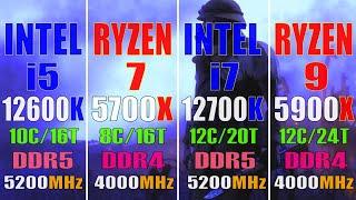 INTEL i5 12600K vs RYZEN 7 5700X vs INTEL i7 12700K vs RYZEN 9 5900X | PC GAMES BENCHMARK TESTED |