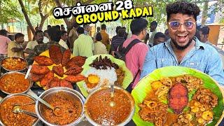 மக்கள் கூட்டம் களைகட்டும் Chennai 28 GROUND KADAI | 50Rs Unlimited Meals | Tamil Food Review