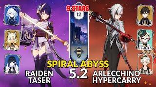 New 5.2 Spiral Abyss | Raiden Taser Team and Arlecchino Hypercarry | Genshin Impact Floor 12