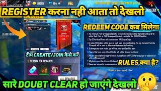 FREE FIRE PRO LEAGUE WINTER 2021 REGISTRATION KAISE KAREN FFPL REDEEM CODE RULES TEAM CREATE REWARDS