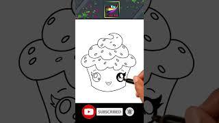 how to draw a cute cupcake step by step || @kidshub7799