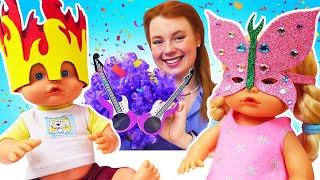 Puppen Spiele für Kinder. Irene und Nenuco Zwillinge.  Spielzeug Video als Kompilation