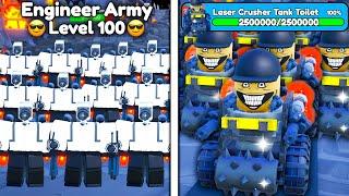 NEW ENGINEER TANK ARMY  vs ENDLESS MODE  - Roblox Toilet Tower Defense