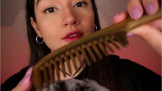 ASMR Helping You Unwind w/ Comb Triggers (Wood Tapping, Face Combing, Brushing, Whispering)