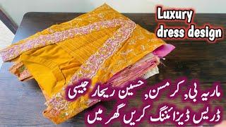 How to Stitch Luxury Lawn dress like High end brand style |Luxury dress designing 2024