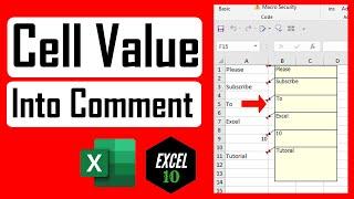 How To Convert Cell Contents Into Comments In Excel